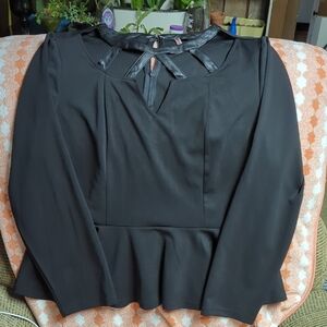 Love By Design Black Tie Front Peplum Blouse